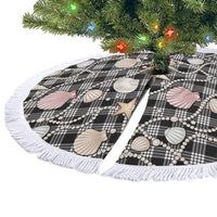 Hawaiian Ocean Seashells Tree Skirt Black Palaka Pattern LT01 - Polynesian Pride
