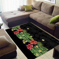 Hawaiian Hibiscus Plumeria Area Rug Tropical Leaves