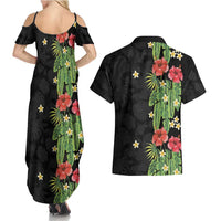 Hawaiian Hibiscus Plumeria Couples Matching Summer Maxi Dress and Hawaiian Shirt Tropical Leaves LT01 - Polynesian Pride