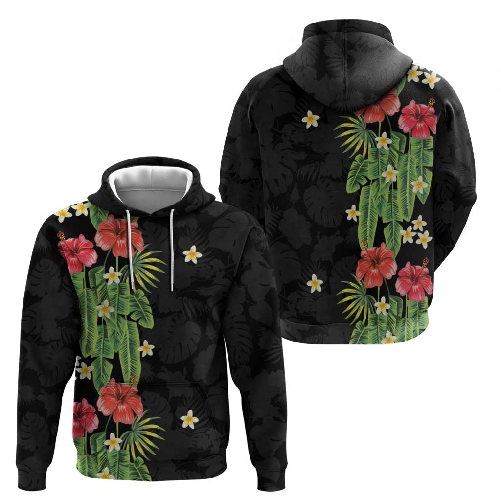 Hawaiian Hibiscus Plumeria Hoodie Tropical Leaves