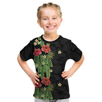 Hawaiian Hibiscus Plumeria Kid T Shirt Tropical Leaves