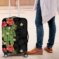 Hawaiian Hibiscus Plumeria Luggage Cover Tropical Leaves