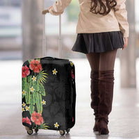 Hawaiian Hibiscus Plumeria Luggage Cover Tropical Leaves
