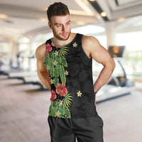 Hawaiian Hibiscus Plumeria Men Tank Top Tropical Leaves