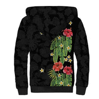 Hawaiian Hibiscus Plumeria Sherpa Hoodie Tropical Leaves LT01 - Polynesian Pride