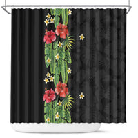 Hawaiian Hibiscus Plumeria Shower Curtain Tropical Leaves