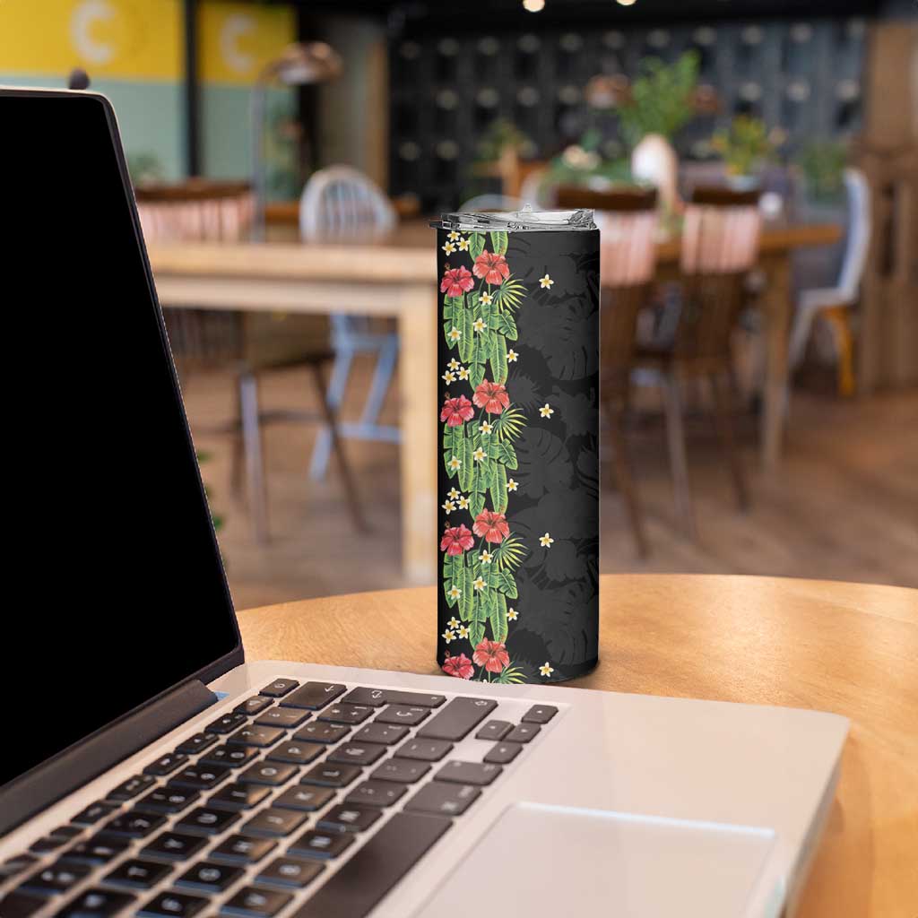 Hawaiian Hibiscus Plumeria Skinny Tumbler Tropical Leaves LT01 - Polynesian Pride