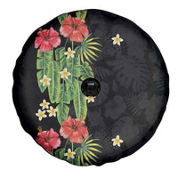 Hawaiian Hibiscus Plumeria Spare Tire Cover Tropical Leaves