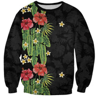 Hawaiian Hibiscus Plumeria Sweatshirt Tropical Leaves