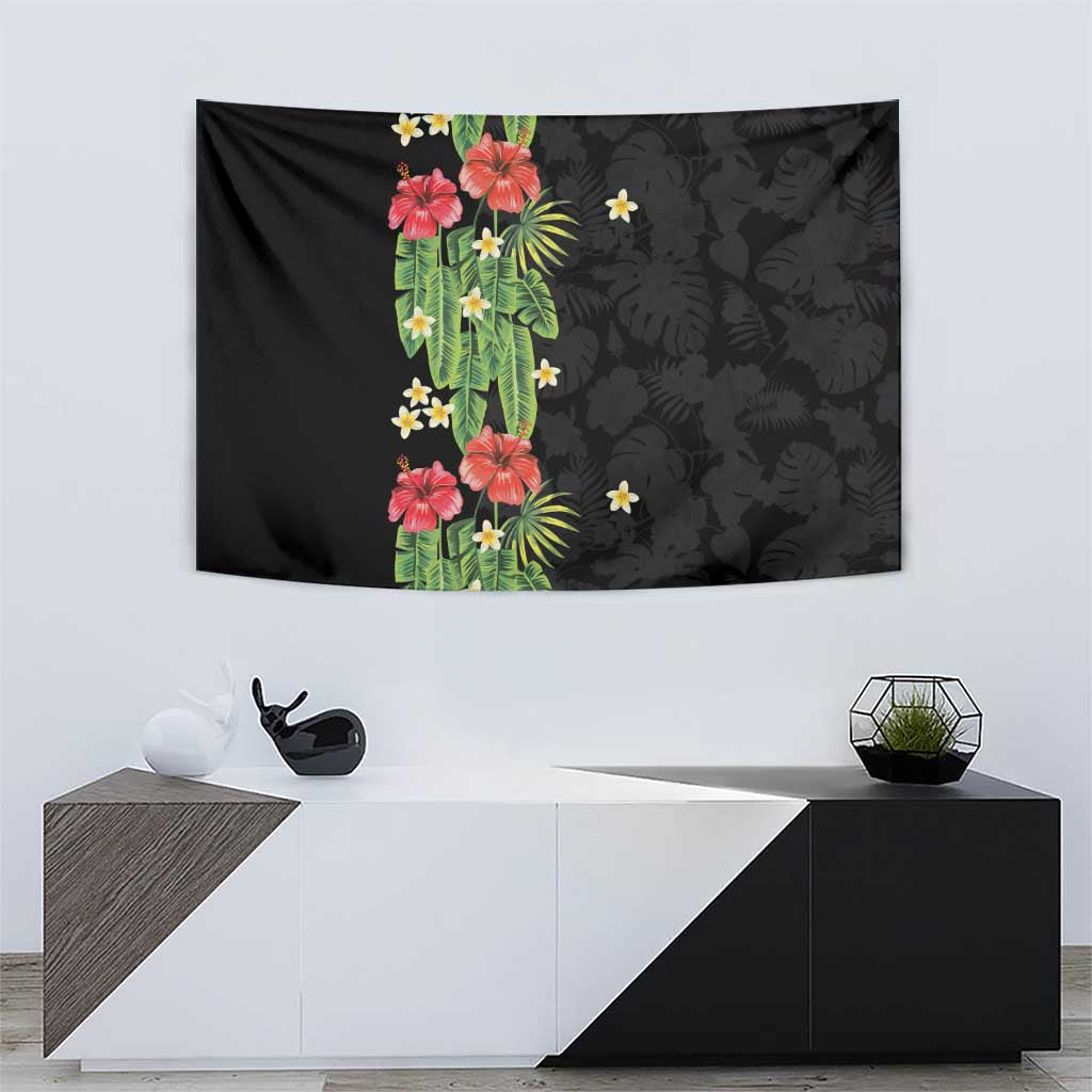 Hawaiian Hibiscus Plumeria Tapestry Tropical Leaves