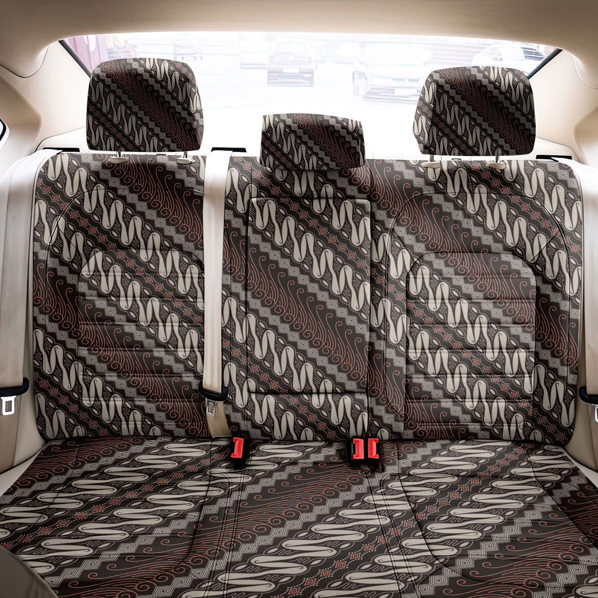 Yogyakarta Parang Batik Motifs Back Car Seat Cover Indonesian Traditional Pattern