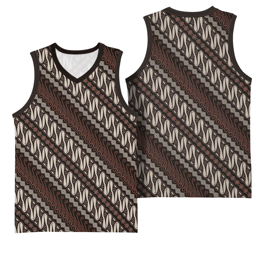 Yogyakarta Parang Batik Motifs Basketball Jersey Indonesian Traditional Pattern LT01 - Polynesian Pride