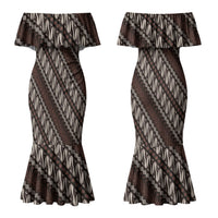 Yogyakarta Parang Batik Motifs Couples Matching Mermaid Dress and Hawaiian Shirt Indonesian Traditional Pattern LT01 - Polynesian Pride