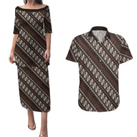 Yogyakarta Parang Batik Motifs Couples Matching Puletasi and Hawaiian Shirt Indonesian Traditional Pattern