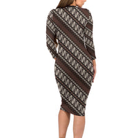 Yogyakarta Parang Batik Motifs Family Matching Long Sleeve Bodycon Dress and Hawaiian Shirt Indonesian Traditional Pattern LT01 - Polynesian Pride