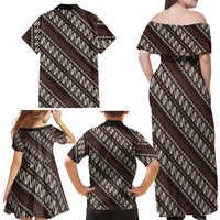Yogyakarta Parang Batik Motifs Family Matching Off Shoulder Maxi Dress and Hawaiian Shirt Indonesian Traditional Pattern LT01 - Polynesian Pride