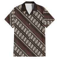 Yogyakarta Parang Batik Motifs Family Matching Tank Maxi Dress and Hawaiian Shirt Indonesian Traditional Pattern LT01 Dad's Shirt - Short Sleeve Brown - Polynesian Pride