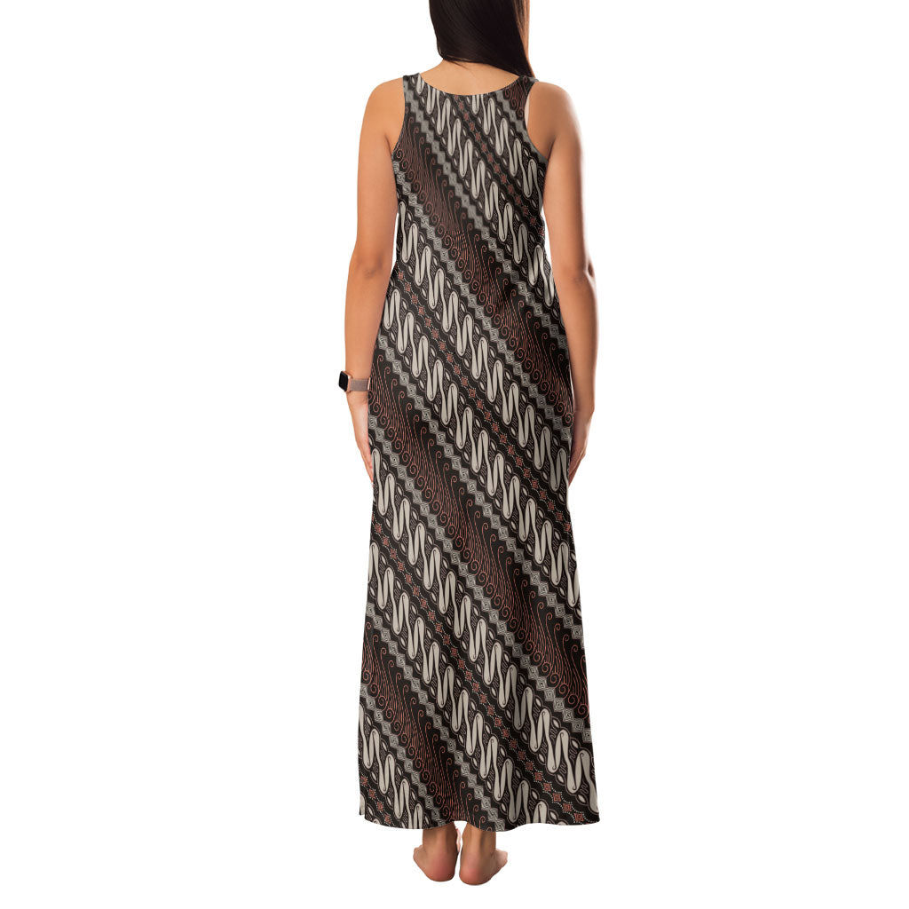 Yogyakarta Parang Batik Motifs Family Matching Tank Maxi Dress and Hawaiian Shirt Indonesian Traditional Pattern LT01 - Polynesian Pride