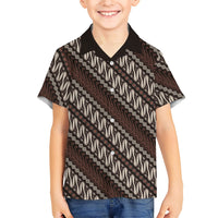Yogyakarta Parang Batik Motifs Family Matching Tank Maxi Dress and Hawaiian Shirt Indonesian Traditional Pattern LT01 Son's Shirt Brown - Polynesian Pride