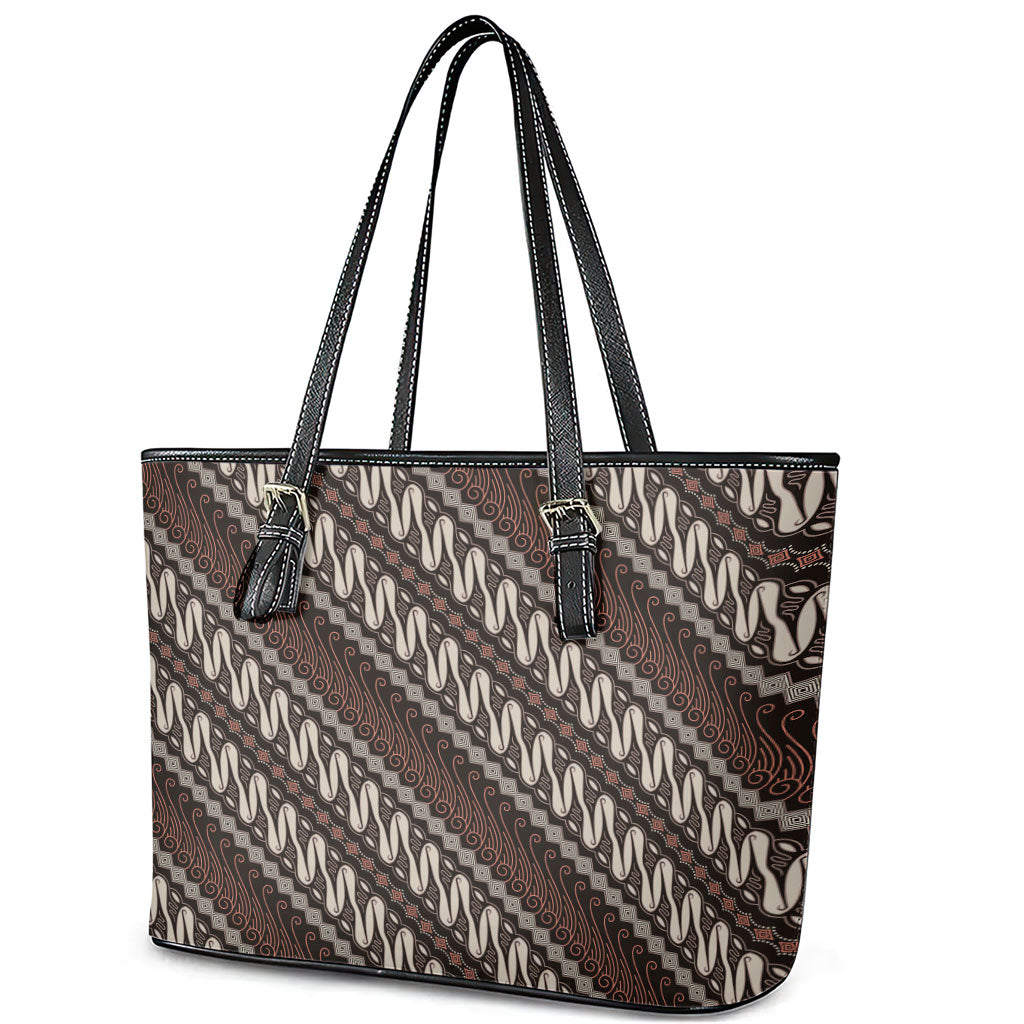 Yogyakarta Parang Batik Motifs Leather Tote Bag Indonesian Traditional Pattern LT01 - Polynesian Pride
