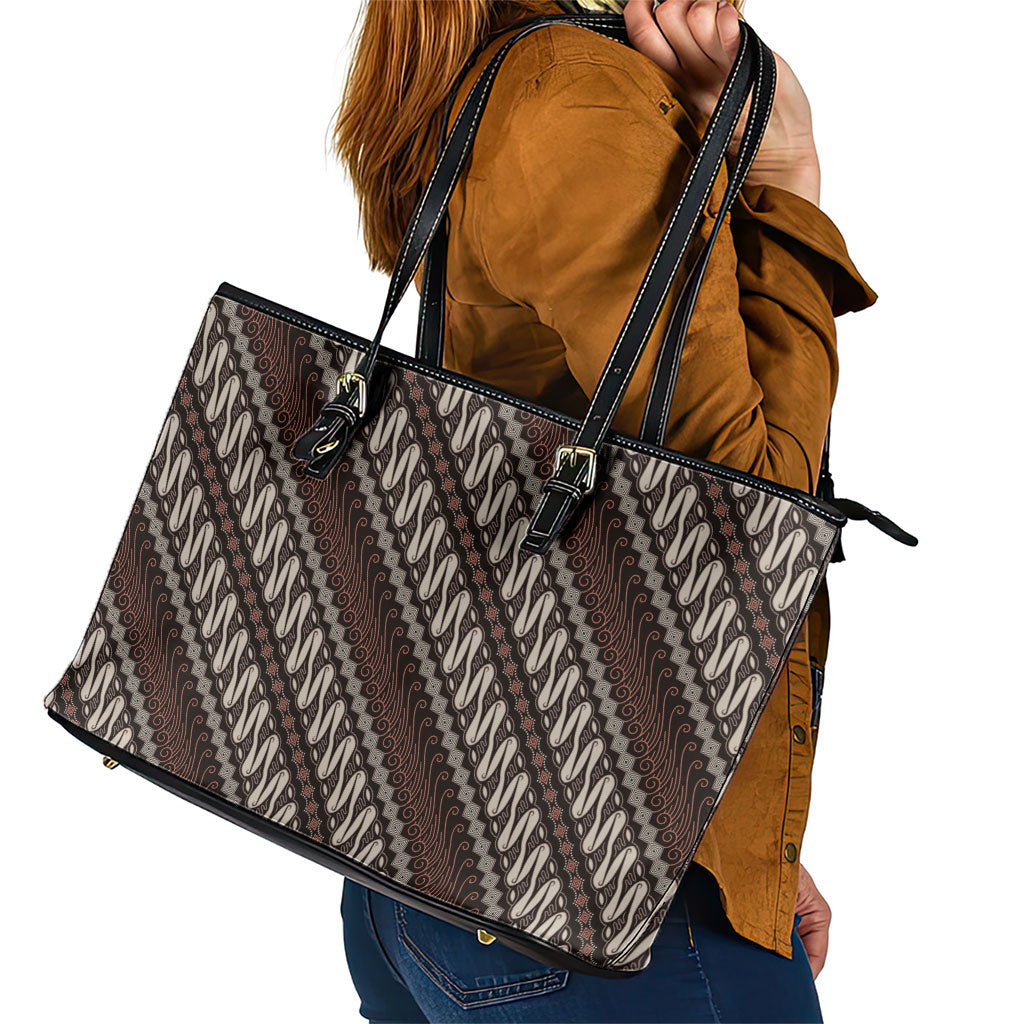 Yogyakarta Parang Batik Motifs Leather Tote Bag Indonesian Traditional Pattern LT01 - Polynesian Pride