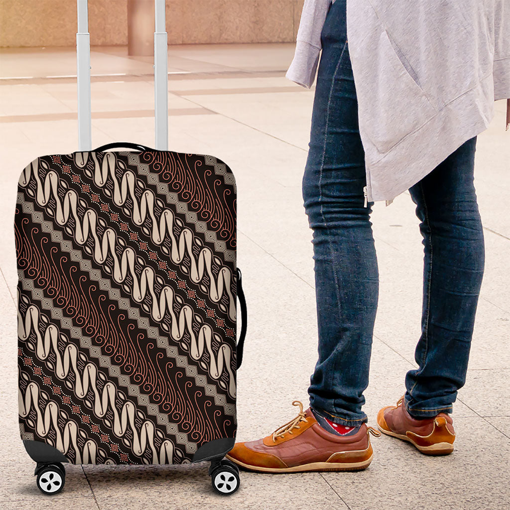 Yogyakarta Parang Batik Motifs Luggage Cover Indonesian Traditional Pattern LT01 Brown - Polynesian Pride