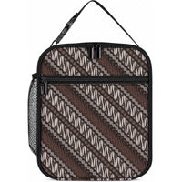Yogyakarta Parang Batik Motifs Lunch Bag Indonesian Traditional Pattern LT01 10.2 × 8.3 × 4.3 inch Brown - Polynesian Pride
