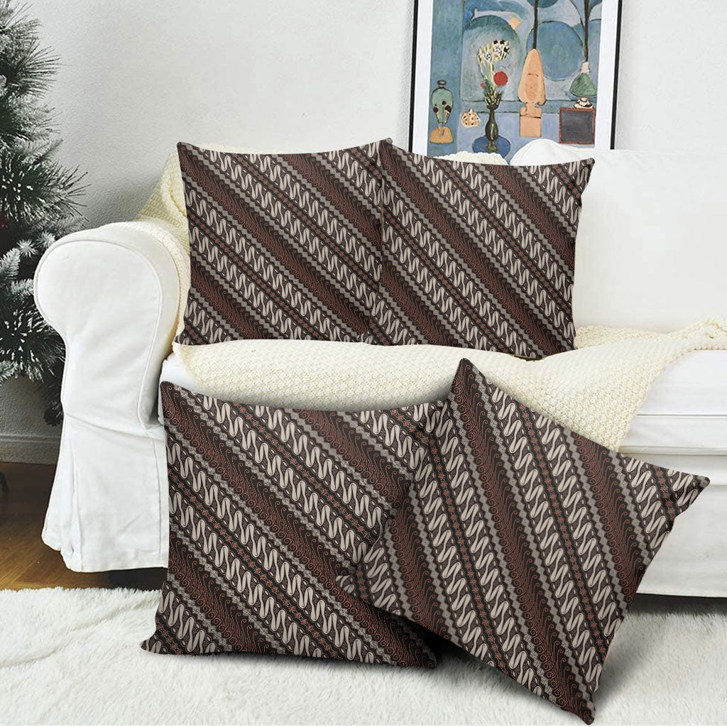 Yogyakarta Parang Batik Motifs Pillow Cover Indonesian Traditional Pattern
