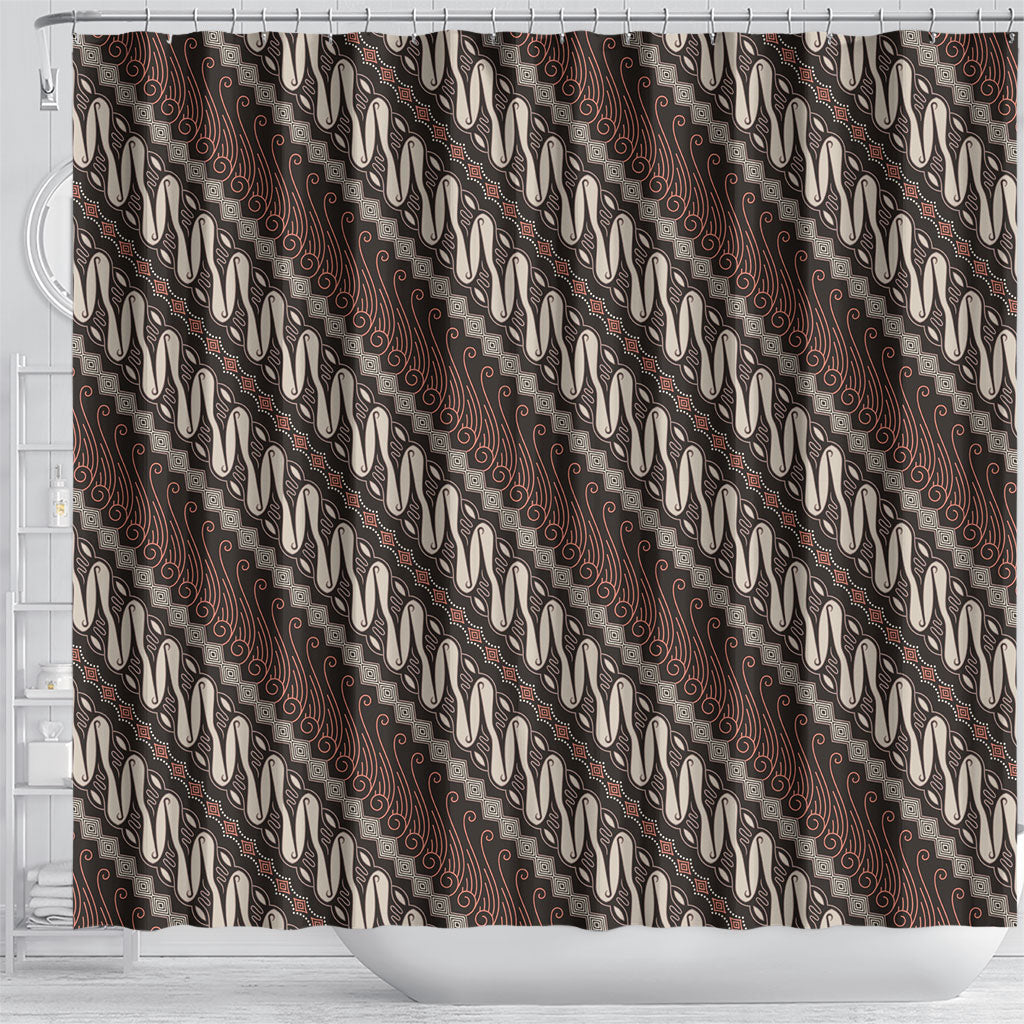 Yogyakarta Parang Batik Motifs Shower Curtain Indonesian Traditional Pattern
