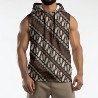 Yogyakarta Parang Batik Motifs Sleeveless Hoodie Indonesian Traditional Pattern