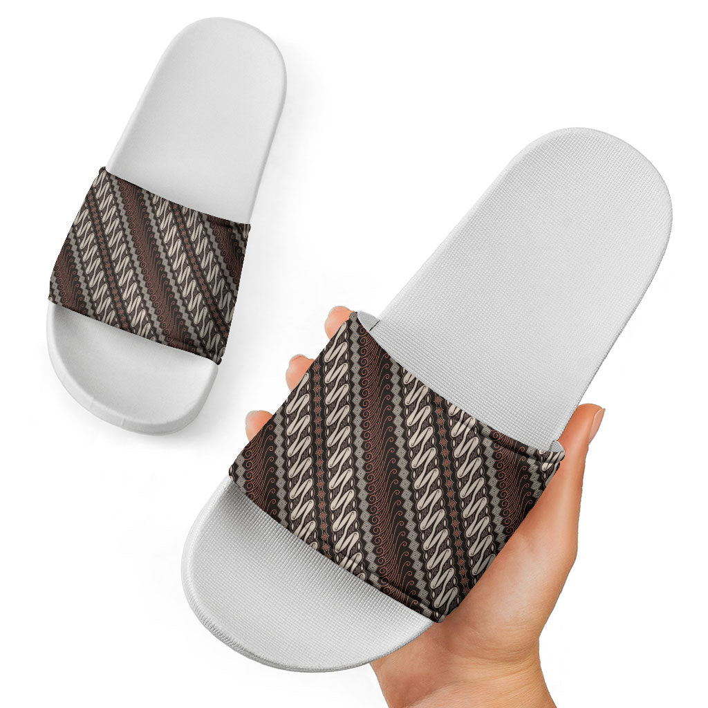Yogyakarta Parang Batik Motifs Slide Sandals Indonesian Traditional Pattern