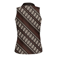 Yogyakarta Parang Batik Motifs Women Sleeveless Polo Shirt Indonesian Traditional Pattern LT01 - Polynesian Pride