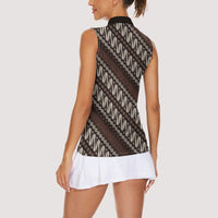 Yogyakarta Parang Batik Motifs Women Sleeveless Polo Shirt Indonesian Traditional Pattern LT01 - Polynesian Pride