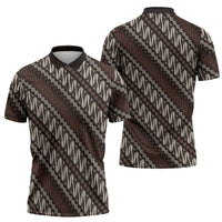 Yogyakarta Parang Batik Motifs Zipper Polo Shirt Indonesian Traditional Pattern