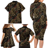 Batik Sekar Jagad Family Matching Long Sleeve Bodycon Dress and Hawaiian Shirt Indonesian Traditional Pattern LT01 - Polynesian Pride