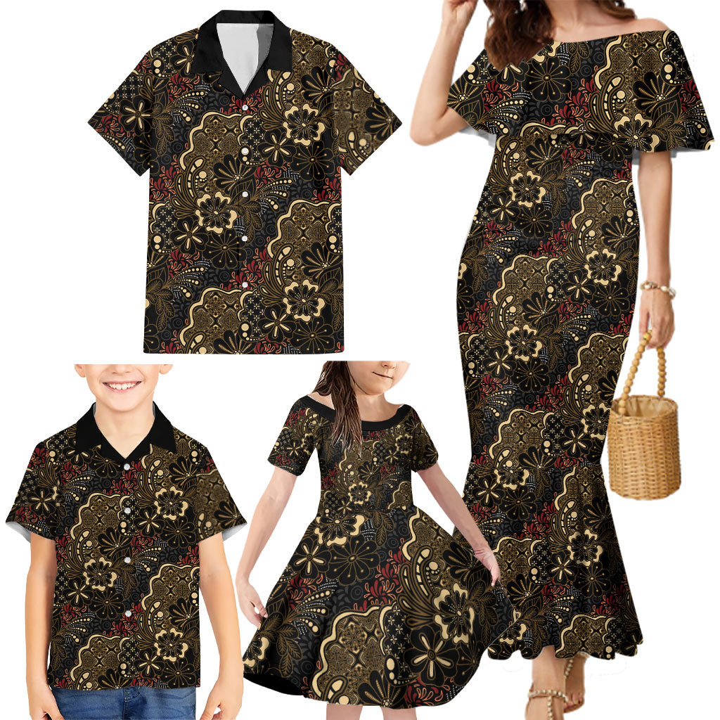 Batik Sekar Jagad Family Matching Mermaid Dress and Hawaiian Shirt Indonesian Traditional Pattern LT01 - Polynesian Pride