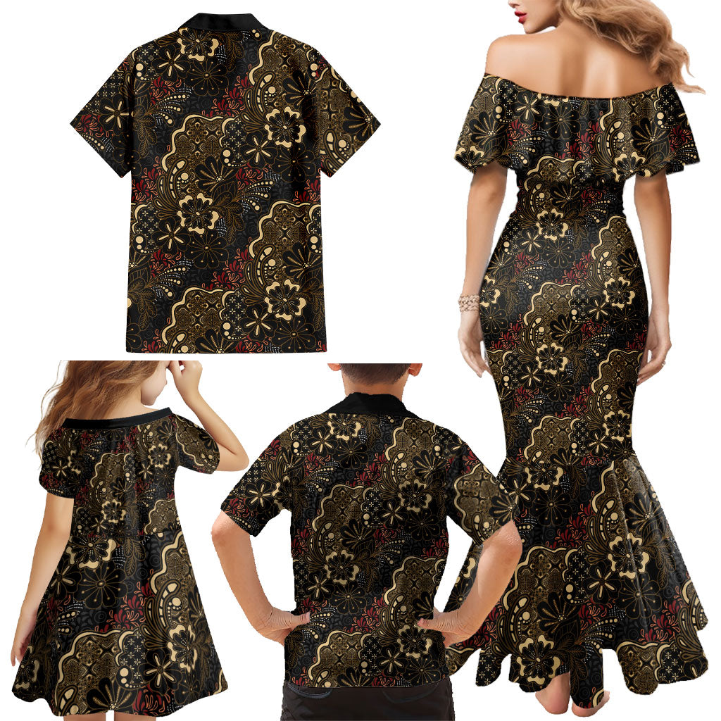 Batik Sekar Jagad Family Matching Mermaid Dress and Hawaiian Shirt Indonesian Traditional Pattern LT01 - Polynesian Pride