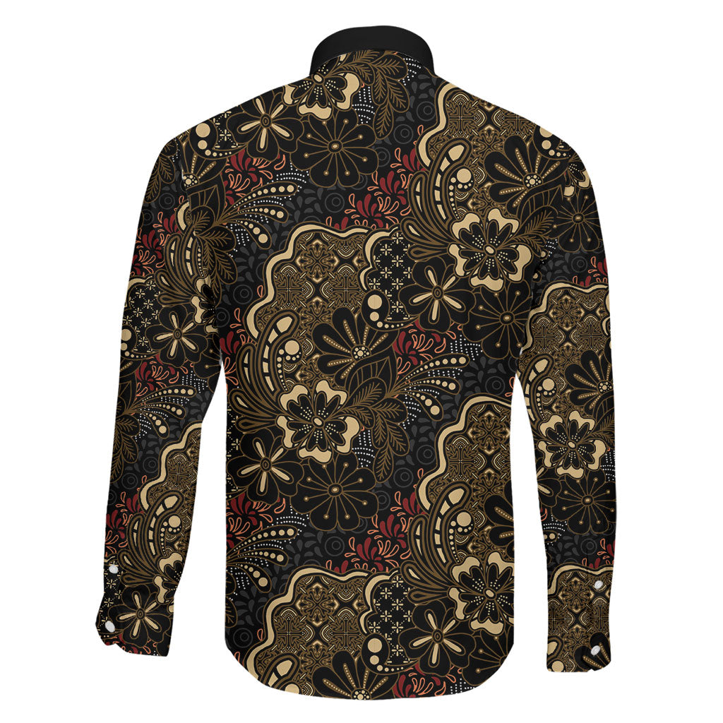 Batik Sekar Jagad Family Matching Off The Shoulder Long Sleeve Dress and Hawaiian Shirt Indonesian Traditional Pattern LT01 - Polynesian Pride