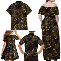 Batik Sekar Jagad Family Matching Off Shoulder Maxi Dress and Hawaiian Shirt Indonesian Traditional Pattern LT01 - Polynesian Pride