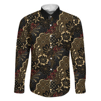 Batik Sekar Jagad Family Matching Off Shoulder Short Dress and Hawaiian Shirt Indonesian Traditional Pattern LT01 Dad's Shirt - Long Sleeve Black - Polynesian Pride