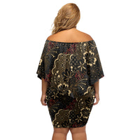 Batik Sekar Jagad Family Matching Off Shoulder Short Dress and Hawaiian Shirt Indonesian Traditional Pattern LT01 - Polynesian Pride