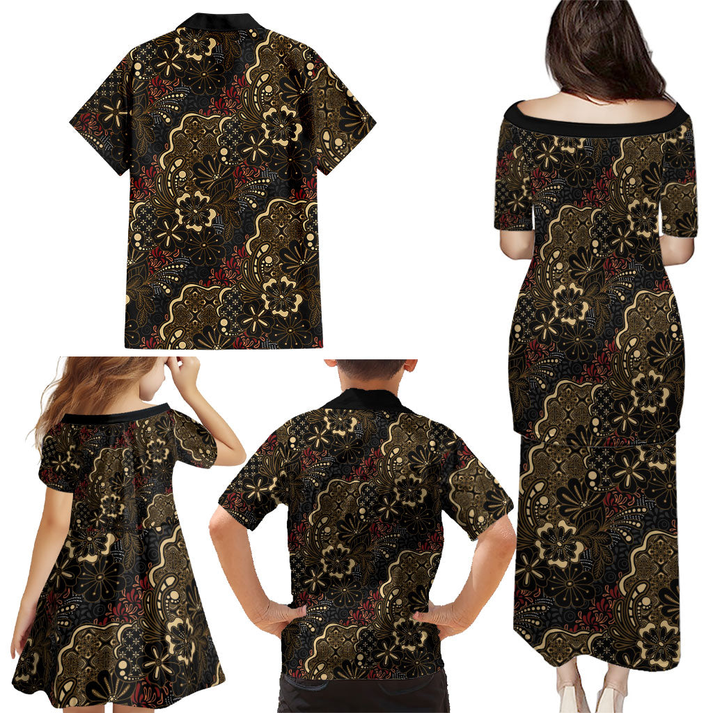 Batik Sekar Jagad Family Matching Puletasi and Hawaiian Shirt Indonesian Traditional Pattern
