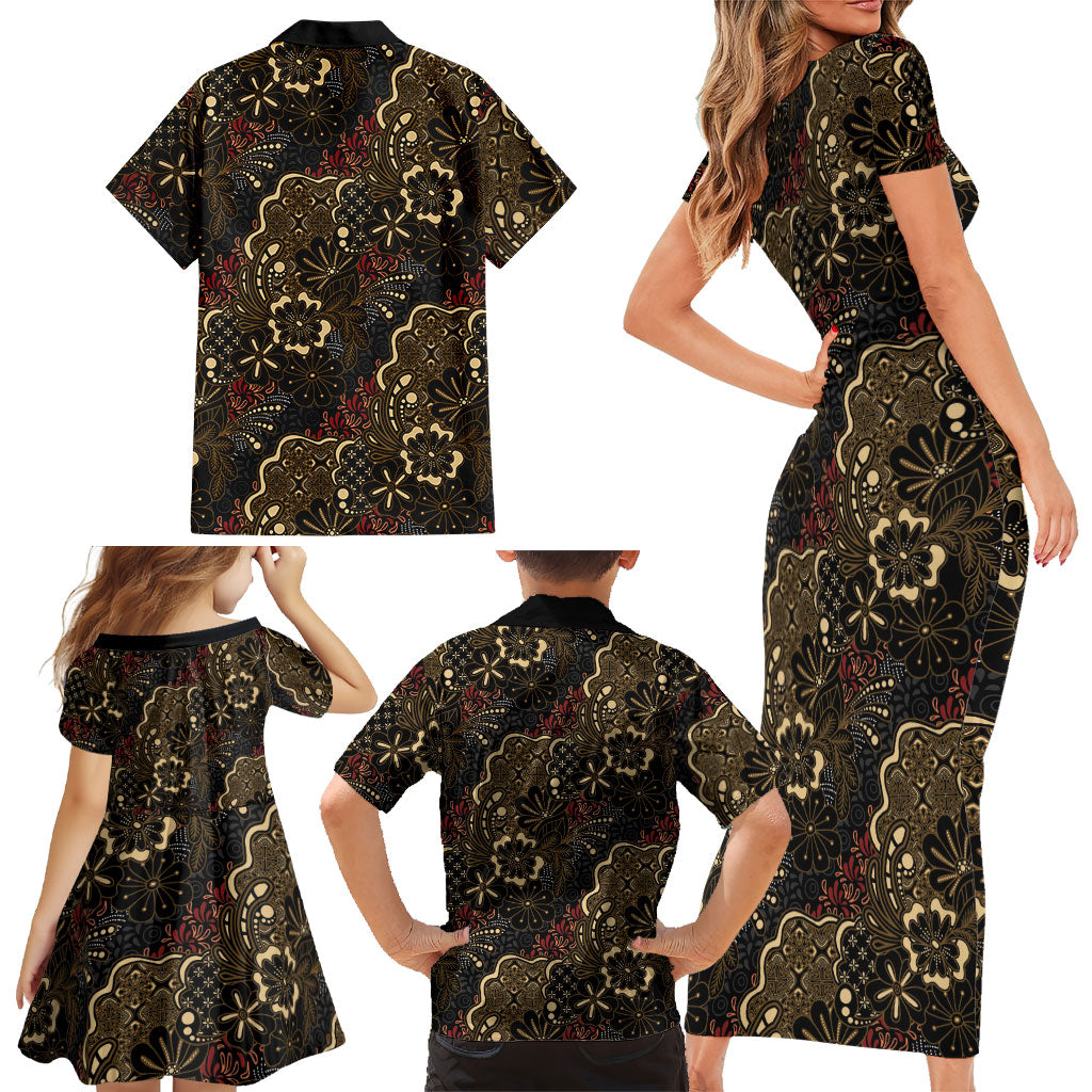 Batik Sekar Jagad Family Matching Short Sleeve Bodycon Dress and Hawaiian Shirt Indonesian Traditional Pattern LT01 - Polynesian Pride