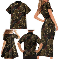 Batik Sekar Jagad Family Matching Short Sleeve Bodycon Dress and Hawaiian Shirt Indonesian Traditional Pattern LT01 - Polynesian Pride