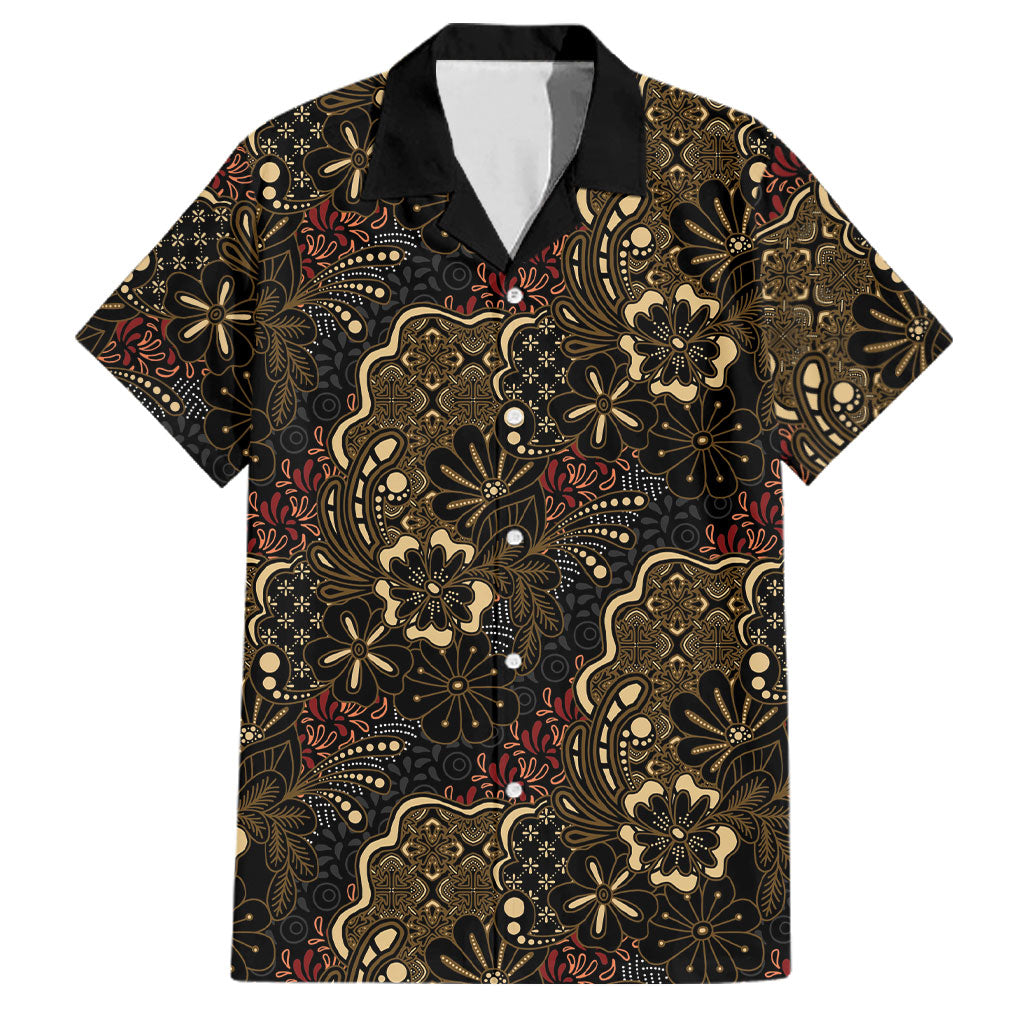 Batik Sekar Jagad Family Matching Summer Maxi Dress and Hawaiian Shirt Indonesian Traditional Pattern LT01 Dad's Shirt - Short Sleeve Black - Polynesian Pride