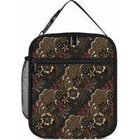 Batik Sekar Jagad Lunch Bag Indonesian Traditional Pattern LT01 10.2 × 8.3 × 4.3 inch Black - Polynesian Pride