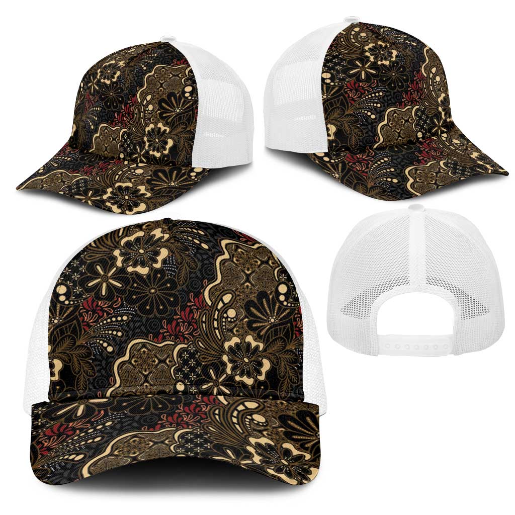 Batik Sekar Jagad Mesh Trucker Cap Indonesian Traditional Pattern