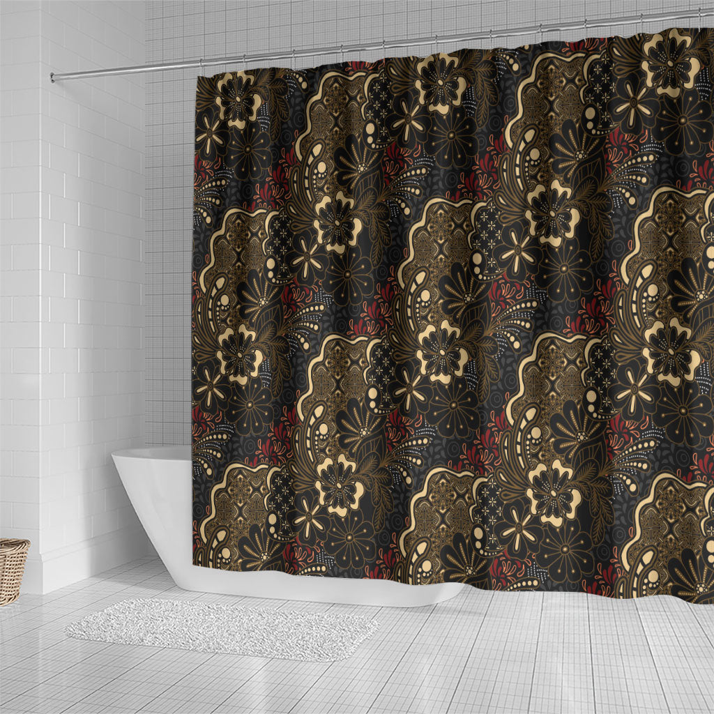Batik Sekar Jagad Shower Curtain Indonesian Traditional Pattern