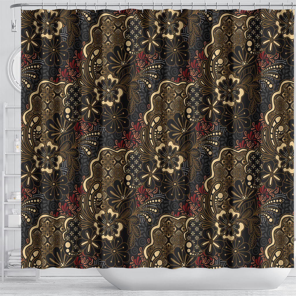 Batik Sekar Jagad Shower Curtain Indonesian Traditional Pattern