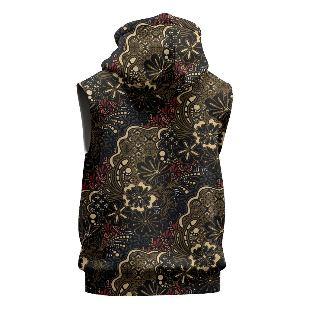 Batik Sekar Jagad Sleeveless Hoodie Indonesian Traditional Pattern